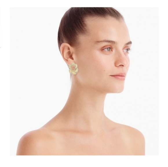 Layered Pavé Petal Earrings - Picture 2 of 3